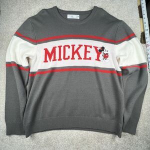 Disney  Size XL Mickey Mouse Long‎ Sleeve Pullover Sweater Color Block Unisex